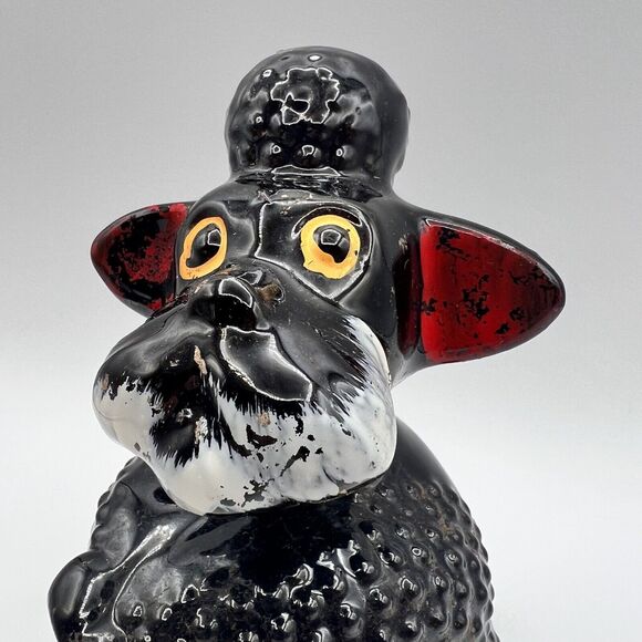 Vtg Redware Black Poodle Figurine Drink Liquor Decanter Kitsch Barware 8" Japan - Picture 6 of 12